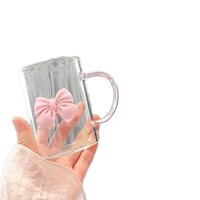 Poignée de tasse en verre carrée classique simple paille à boire résistante aux hautes températures personnalisable pour l'emballage de boîte de tasses à café