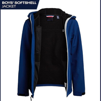 Fabrik OEM ODM Hochwertige Maßgefertigte Kinder-Softshell-Jacken PU Vintage Stehkragen Wasserdicht Ohne Kapuze für Winter Vorderseitig
