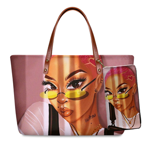 Topverkoper, goedkope prijs, op maat gemaakt ontwerp, 2-delige set Afrikaanse print dames schoudertas handtas, chique strandtassen voor dames, luxe - Product Image 5
