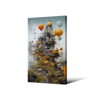 Impression sur toile de paysage urbain fantastique de luxe, scène industrielle vibrante et féerique, image HD pour décoration de bureau