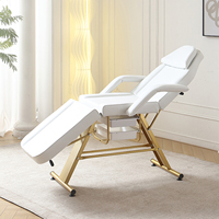 Modernes 3-fach klappbares Gold-Massagebett für Gesichtsbehandlungen mit verstellbaren Funktionen, Metallrahmen und hochdichtem Schwamm – für Schönheitssalons, Spas und gewerbliche Nutzung