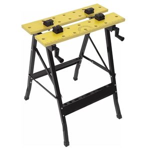 Banco da Lavoro Pieghevole con Piano in MDF 61x56x79 cm, Morsetti Regolabili per Uso in Officina - Product Image 1