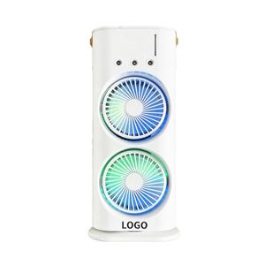 2026 Led Light Large Capacity Dual-<b>Head</b> Cooling Humidifier <b>Fan</b> With Mist for Home Use - Product Image 1
