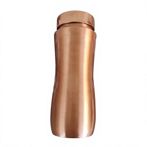 <b>Brushed</b> Finish Copper Large Capacity Eco-Friendly Water <b>Bottle</b> Smooth Curved Design Leakproof Handcrafted Reusable Ayurvedic - Product Image 4