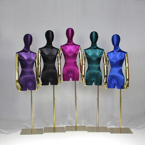Maniquí de exhibición de patrón de cubierta de soporte de forma de vestido femenino 3/4 con brazos móviles - Product Image 6