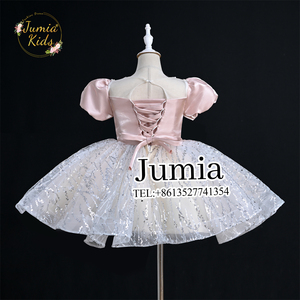 Vestido de fiesta bonito de moda para niñas, vestido de niña de flores <span class=keywords><strong>con</strong></span> escote <span class=keywords><strong>con</strong></span> cuentas de perlas y lazos grandes, vestido Formal para niños pequeños para fiesta de cumpleaños - Product Image 6