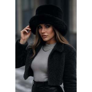 Bonnet en fourrure épaisse de couleur bordeaux, chaud et élégant, chapeau ethnique pour l'extérieur, protection contre le froid, SPK1143 - Product Image 3