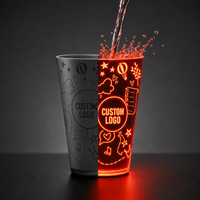 Gobelet lumineux LED activé par l'eau, logo personnalisé, réutilisable, en plastique, clignotant, lumineux, verre à boire LED clignotant pour club