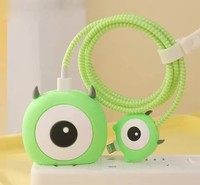 Juego de 4 Uds. De Protector de Cable para iPhone / iPad 18W/20W, funda protectora para cargador, gestión de Cable de dibujos animados en 3D, organizadores de Cable de teléfono