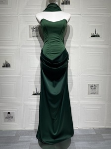 Nuovo <span class=keywords><strong>Abito</strong></span> <span class=keywords><strong>Lungo</strong></span> da Donna 2026 in Raso Monocolore, Senza Spalline, Attillato, Sexy, con Scollo Profondo e Schiena Scoperta, con Nastro in Raso e <span class=keywords><strong>Tulle</strong></span> 3579 - Product Image 4