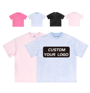 T-shirt en coton lavé 230g style rétro pour homme, logo personnalisé, unisexe, séchage rapide, coupe ample, effet délavé à l'acide - Product Image 1