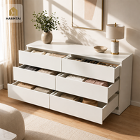 Commode à 6 tiroirs HarmTai, armoire de rangement blanche, style scandinave, poignée J-Pull, écologique, multifonctionnelle pour la chambre à coucher