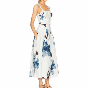 Produttore di fabbrica di alta qualità con cinturino stampato elegante senza maniche <span class=keywords><strong>Bustier</strong></span> con Design a goccia abito Midi - Product Image 3