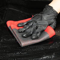 Serviette de lavage auto en microfibre de haute qualité avec revêtement en caoutchouc polymère, texture nid d'abeille, pour décontamination, équilibrée en pH