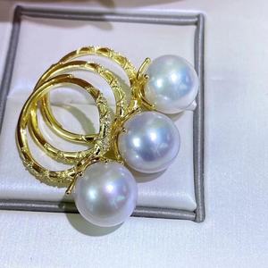 Bague en argent sterling 925 avec perle Edison naturelle de 11-12 mm, design classique de couronne, ouverture classique de couronne - Product Image 2