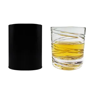 320Ml/11Oz Tumbler Glas Roterende Whiskey Glazen Beker Strips Whisky Shot Glazen Cup