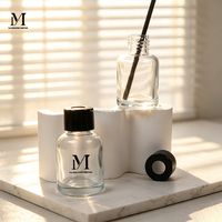 Meilleure Vente Usine Luxe 30ml Bouteille Ronde en Verre Transparent pour Diffuseur à Bâtonnets Désodorisant d'Ambiance avec Bâtonnets en Fibre