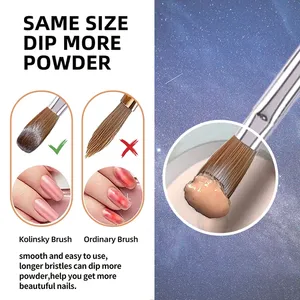 Pincel Profesional para Uñas de Acrílico Kolinsky 100% Puro, Mango de Bambú, Punta Delineadora, Férula Rizada para Gel UV, Escultura de Uñas, DIY - Product Image 5