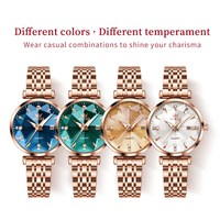 Montre sport OLVES 5536 en acier or rose, quartz, étanche, mode, luxe, cadran à aiguilles