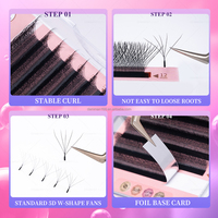 Professionnel En Gros Personnalisé À La Main En Soie Premade Fans De Cils Mat Noir Dense 5D W Extensions De Cils