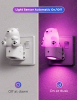 Veilleuse LOHAS Mignonne en forme d'ours 3D à brancher sur prise murale avec capteur crépusculaire RGB + lumière blanche chaude douce 3000K pour chambre à coucher