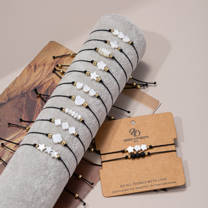 2pcs dung nham đá mẹ của ngọc trai hạt bện Vòng đeo tay thiết lập trái tim sao hình <span class=keywords><strong>trochus</strong></span> vỏ đính cườm vài Vòng đeo tay - Product Image 3