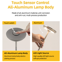 Lampe de bureau LED en aluminium rechargeable par USB moderne professionnelle à intensité variable avec interrupteur tactile lampe de table alimentée par batterie