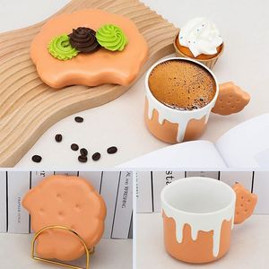 แก้วกาแฟเซรามิครูปบิสกิตน่ารัก ขนาด 240 มล. พร้อมหูจับและจานรอง ขายส่ง - Product Image 4