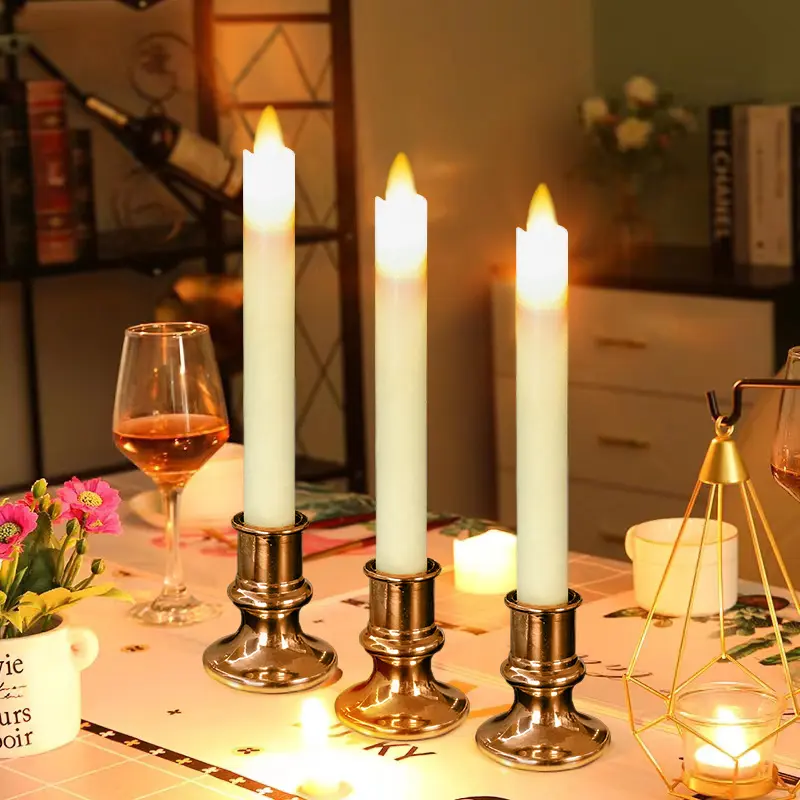 KSWING Moving Wick Electric led flameless battery operated taper candles with swinging flame