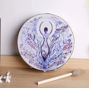 Bestseller: Strumento a percussione tradizionale semiofatto in legno di betulla, a tema Albero della Vita, per decorazioni domestiche, regali per festival, arte spirituale e shamanismo - Product Image 5