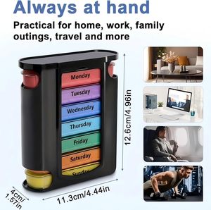 กล่องใส่ยา 28 ช่อง สีดำ กล่องเก็บยาแบบลิ้นชัก ทำจากพลาสติก - Product Image 5