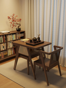 High-End Solid Wood <strong>Dining</strong> <strong>Table</strong> <strong>and</strong> <strong>Chair</strong> Set New Style Square Coffee <strong>Table</strong> with <strong>Rattan</strong> Seat Outdoor Furniture - Product Image 5