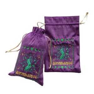 Borsa per carte <span class=keywords><strong>Taro</strong></span> con coulisse in velluto viola con ricamo personalizzato con custodia in cotone di buon velluto - Product Image 3