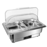 Liyunda 9L RVS Elektrische Chafing Dish Buffetset Rechthoekige Voedselwarmer PC Deksel Type voor Catering