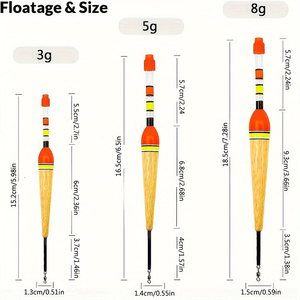Flotteurs de pêche 3g 5g 8g Flotteurs en bois de balsa avec bâtons lumineux pour matériel de pêche en eau salée - Product Image 3