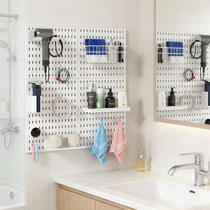 Organisateur mural DIY sans perçage pour salle de bain, pour cosmétiques et articles de toilette, à placer près du lavabo, solution de rangement créative - Product Image 1