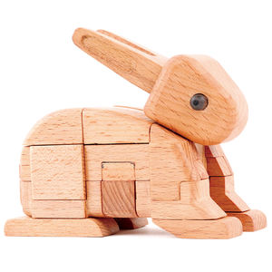 두뇌 티저 퍼즐 연동 게임 <span class=keywords><strong>Iq</strong></span> 테스트 나무 장난감 3D 동물 빌딩 블록 어린이 조기 손 눈 - Product Image 3