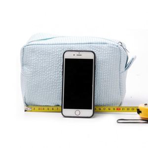 BSCI Factory New Popular <b>Make</b> <b>up</b> <b>Pouch</b> Bag Portable Travel Wash Toiletry Bag Cosmetic Seersucker Storage Bag - Product Image 2