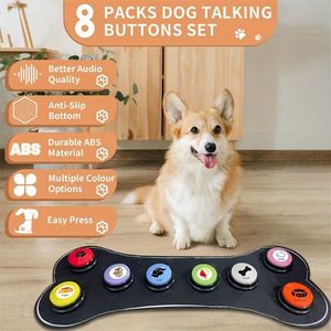 Lot de 8 boutons parlants pour chiens, design dessin animé, jouet d'entraînement en plastique pour chiens, tapis de jeu interactif pour animaux de compagnie avec clés colorées - Product Image 1