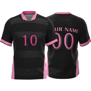 Maglia da Calcio Personalizzata con Motivo Geometrico, Nome e Numero Stampati, Traspirante, per Allenamento di Club, Pantaloncini Sportivi Personalizzati ad Asciugatura Rapida - Product Image 1