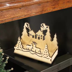 Sáng Tạo Giáng Sinh Thiết Kế Mới Hollow Khắc Trang Trí Nội Thất Bằng Gỗ Người Giữ Ngọn Nến Thư Nhà Cây Gỗ Thủ Công Mỹ Nghệ Bằng Gỗ Hộp Tường Dấu Hiệu - Product Image 2