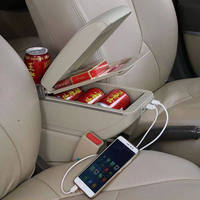 Boîte de console universelle pour accoudoir de voiture avec interface USB pour téléphone chargeant la double couche et le panneau d'appui-bras surélevé
