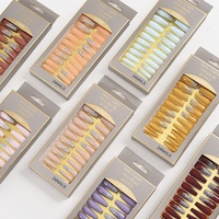 Vente en gros, ongles art à la française de luxe, 24 pièces/lot, ongles style presse à couverture complète dégradés mats, fabriqués en ABS