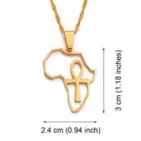 Collier Pendentif Gaovo Plaqué Or Carte d'Afrique Croix Ankh Chaîne Torsadée Bijoux Ethniques Vintage Cadeau pour Femme