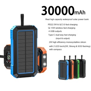 OEM 30000mah Solar Fast Charging Waterproof Power Bank with Wireless Charging With 2 LED <b>Torch</b> Solar Phone Charger - Product Image 2