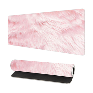 Alas Mouse Karet Alam Khusus Berkualitas Tinggi Desain Bulu <span class=keywords><strong>Pink</strong></span> Alas Mouse Gaming Besar dengan Tepi Jahitan Deskpad 900x400mm - Product Image 3