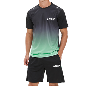 Your Name and Number Men's Gradient Sports Training Set Sublimated Quick Dry T-Shirt and <b>Shorts</b> Custom Logo Team Kit Football - Product Image 1