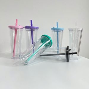 24Oz Pre Drilled Tea Boba Bubble Smoothie <b>Cup</b> With Wide Reusable Straw Clear Transparent Acrylic Tumblers - Product Image 3