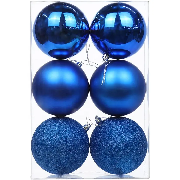 Christmas Ornament Balls 6 Pcs Blue Ball Christmas Decoration Christmas Trees Balls with Hanging Loop for Wedding Decoration