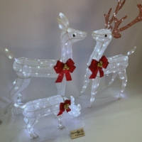 JINYUE Ensemble de 3 figurines de rennes de Noël en fer forgé, éclairées par LED, étanches IP44, écologiques, à commande manuelle, pour l'extérieur